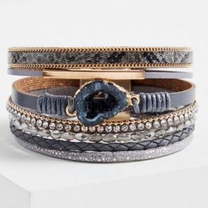 🆕 Grey Faux Druzy Quartz Magnetic Bracelet NWT Torrid New! Gray Gold